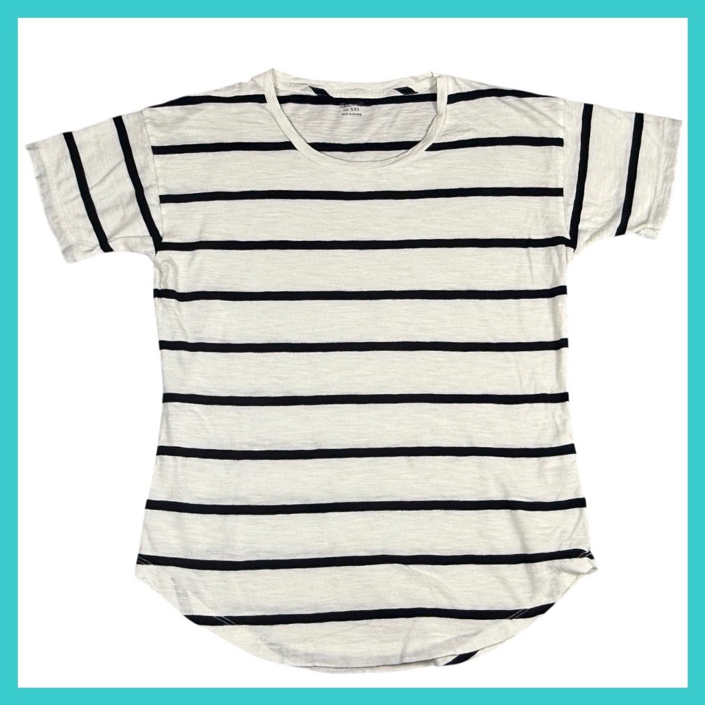 Madewell XXS Striped T-Shirt Relaxed Fit Crew Neck Short Sleeve‎ Top